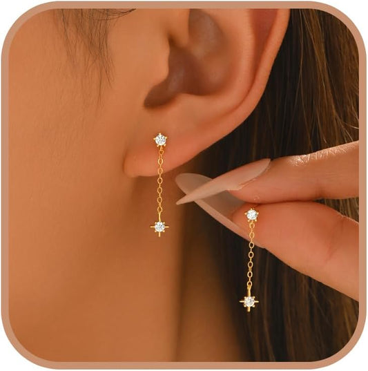 Aretes colgantes de plata de ley 925 con cruz para mujer, chapados...