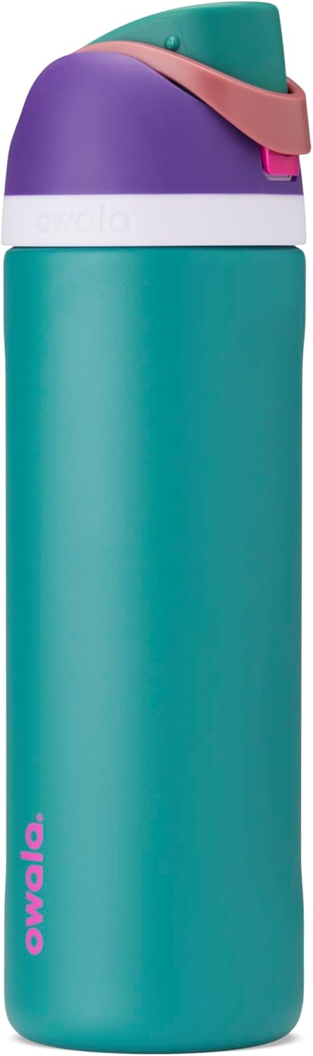 Owala FreeSip - Botella de agua de acero inoxidable de 24 onzas, pi...