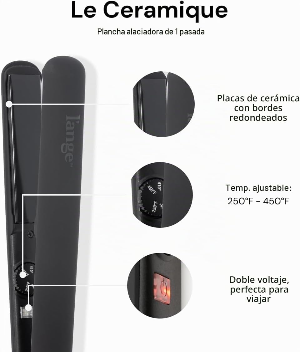 L'ANGE HAIR Le Ceramique - Plancha de pelo de 1 pasada | Planch...