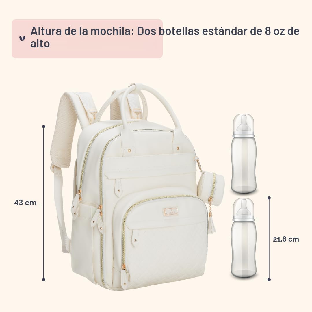 BabbleRoo Mochila de cuero para pañales - Baby Essentials Bolsa de...