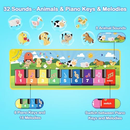 FOKI Juego de juguetes musicales para niños pequeños, piano de piso...