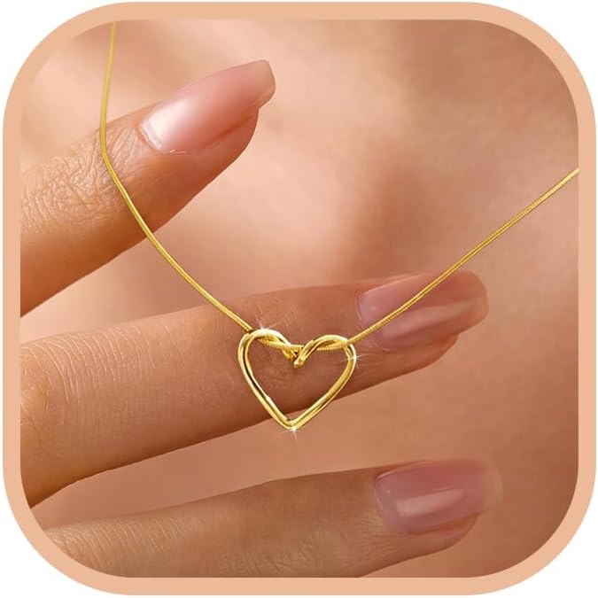 LOVECOM Collar de plata de ley S925 con corazón para mujer, delicad...