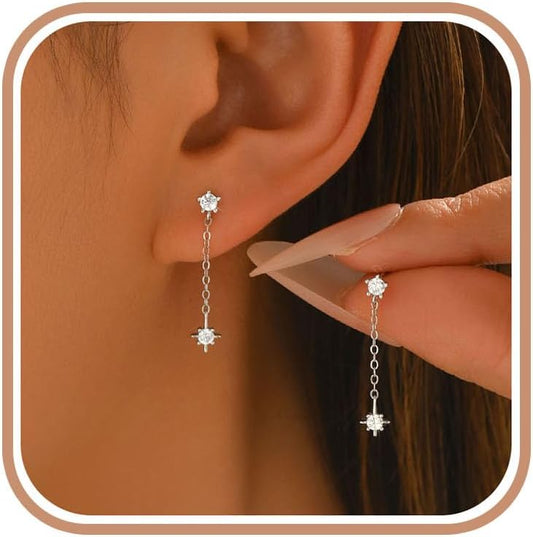 Aretes colgantes de plata de ley 925 con cruz para mujer, chapados...