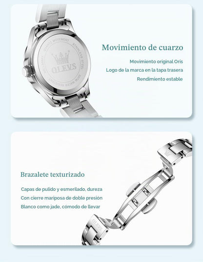 OLEVS Reloj Mujer Reloj Analógico Luminoso Vestido de Acero Inoxida...