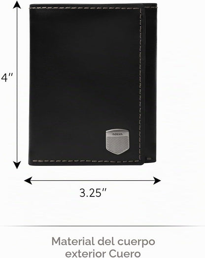 Fossil Billetera para hombre, billetera triple de cuero Hayes para...
