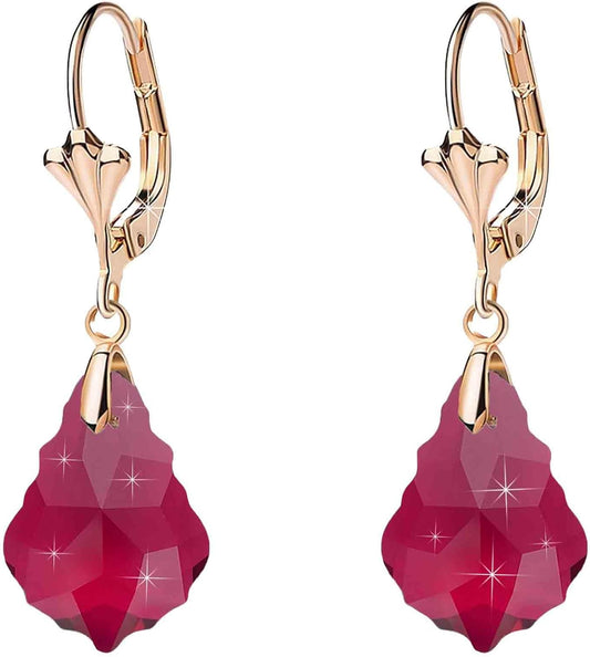 Aretes de cristal austriaco barroco con cierre de palanca para muje...