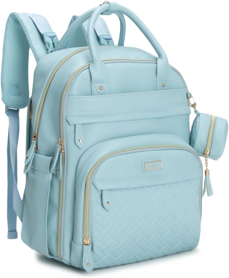 BabbleRoo Mochila de cuero para pañales - Baby Essentials Bolsa de...