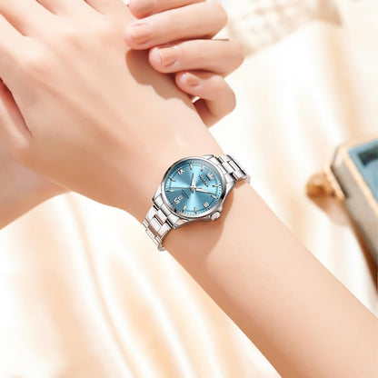OLEVS Reloj Mujer Reloj Analógico Luminoso Vestido de Acero Inoxida...