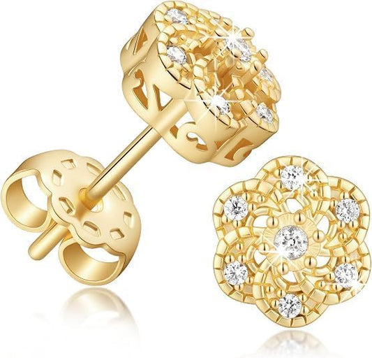 Aretes de oro de 14 quilates para mujer, aretes de oro de 14 quilat...