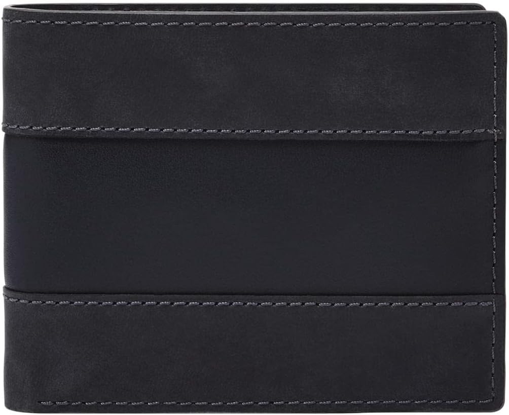 Fossil - Cartera plegable de cuero para hombre con ventana abatible...