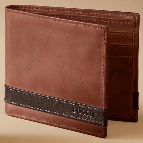 Fossil Billetera de cuero Quinn para hombre con billetera de identi...