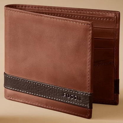 Fossil Billetera de cuero Quinn para hombre con billetera de identi...