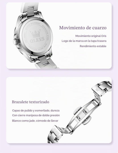 OLEVS Reloj Mujer Reloj Analógico Luminoso Vestido de Acero Inoxida...