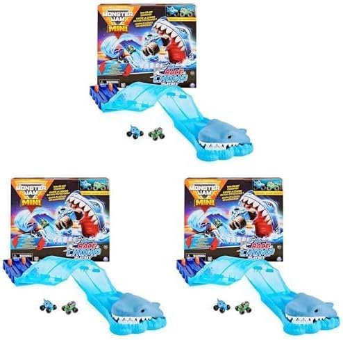 Monster Jam, Mini Megalodon Race and Chomp - Juego con 2 mini camio...