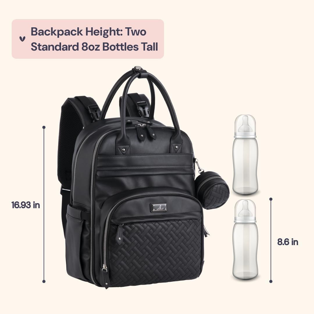 BabbleRoo Mochila de Cuero para Pañales - Bolso de Viaje para Bebé...