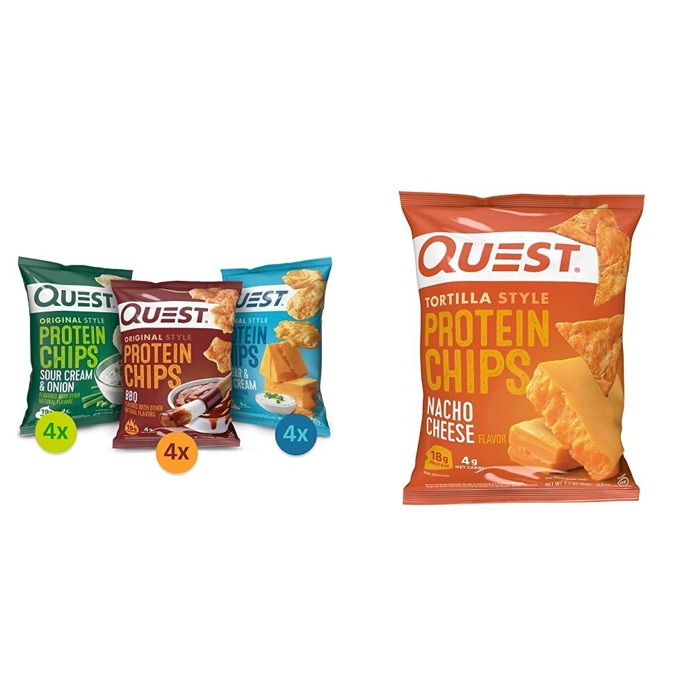 Quest Paquete variado de chips de proteína nutricional (BBQ, Chedda...