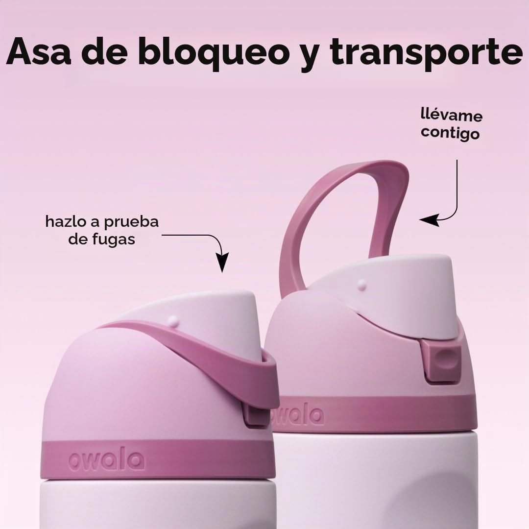 Owala FreeSip - Botella de agua aislada de acero inoxidable con pop...