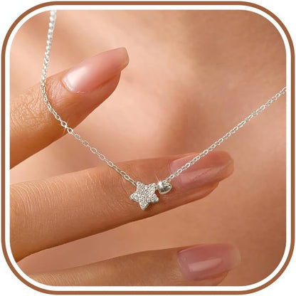 LOVECOM Collar de plata de ley S925 con corazón para mujer, delicad...
