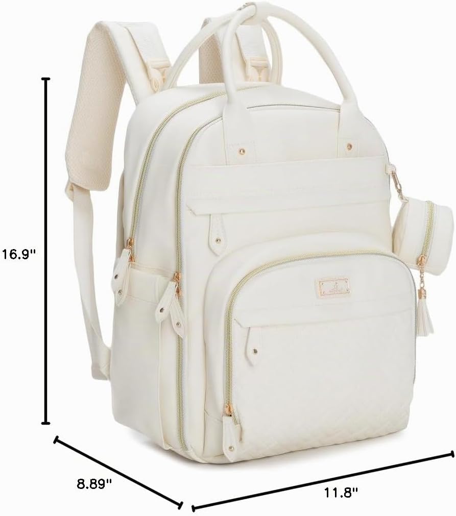 BabbleRoo Mochila de cuero para pañales - Baby Essentials Bolsa de...