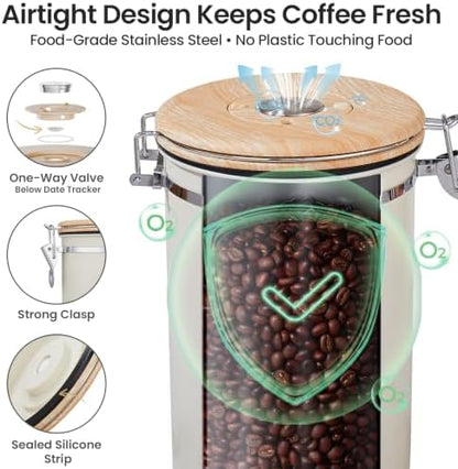 Veken Recipiente de café, 39 onzas, 2.2 libras, recipiente hermétic...