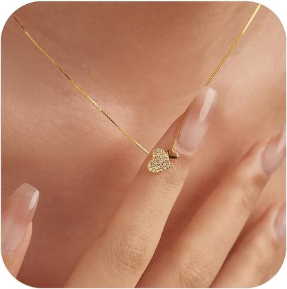 LOVECOM Collar de plata de ley S925 con corazón para mujer, delicad...