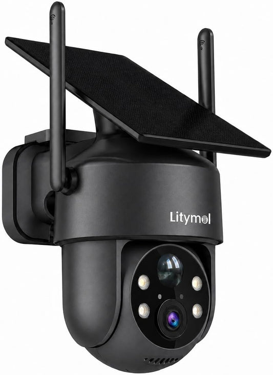 LITYMOL Cámara solar inalámbrica de 3 MP para exteriores, cámaras d...