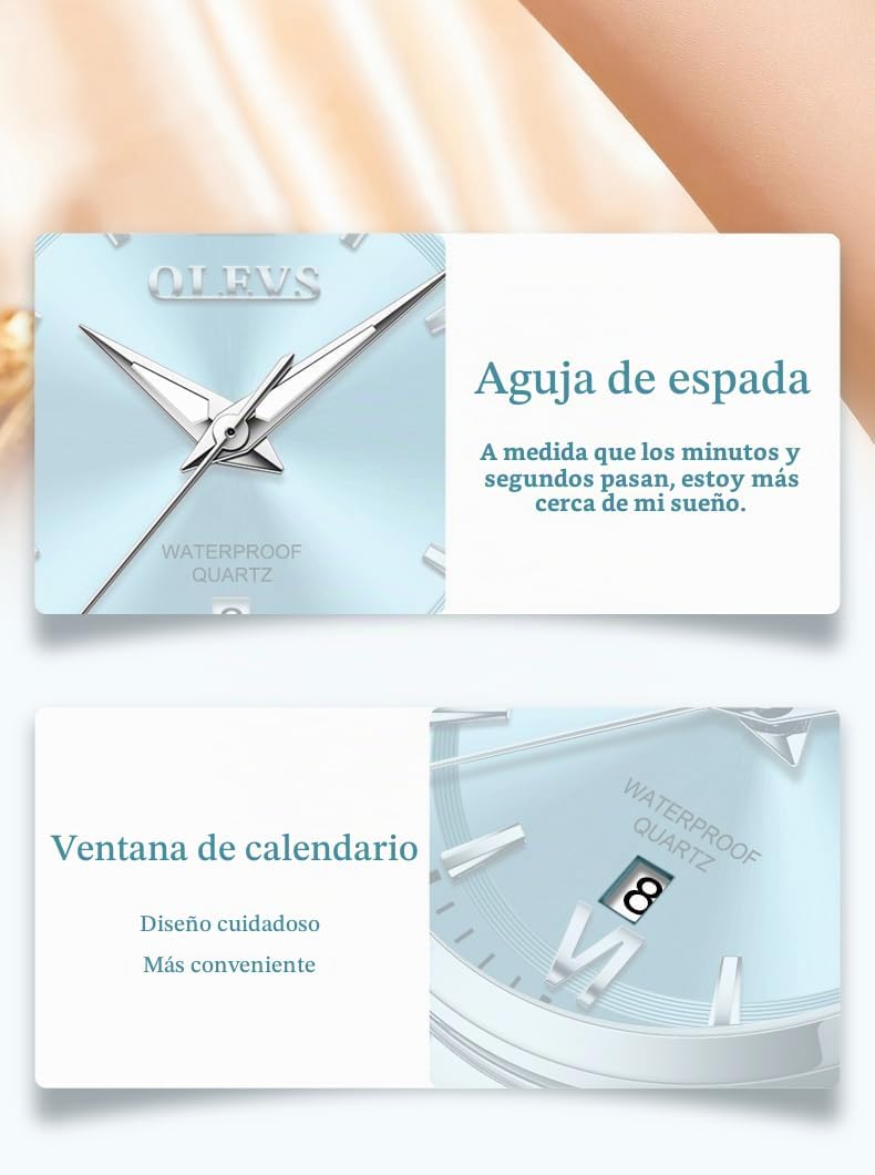 OLEVS Reloj Mujer Reloj Analógico Luminoso Vestido de Acero Inoxida...