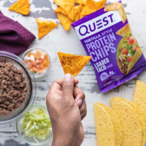Quest Nutrition Tortilla Style Protein Chips, Taco cargado, bajo en...