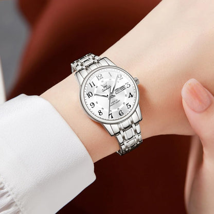 OLEVS Reloj Mujer Reloj Analógico Luminoso Vestido de Acero Inoxida...