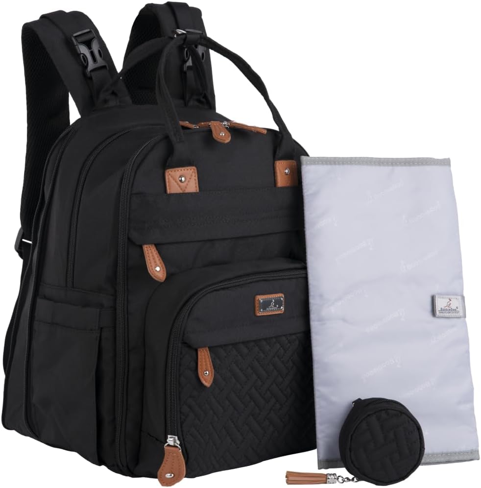 BabbleRoo Mochila para pañales extragrande, bolsa de bebé expandibl...