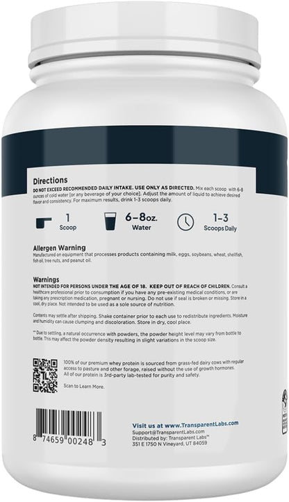 Transparent Labs Aislado de proteína de suero alimentado con pasto...