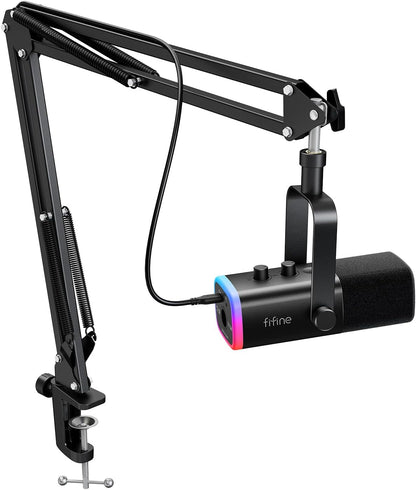 FIFINE AmpliGame AM8T - Juego de micrófonos para juegos XLR\/USB |...