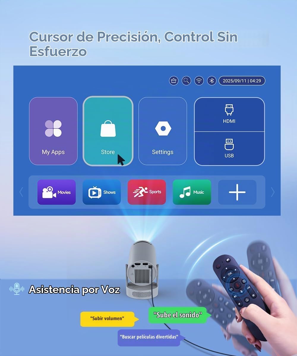 Mini proyector portátil con WiFi 6 Bluetooth 5.4, compatibilidad co...