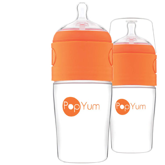 PopYum Biberones de 9 oz de naranja anticólicos para hacer fórmula\...