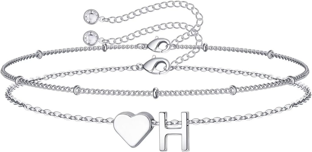 M MOOHAM Pulseras de oro con inicial de corazón para mujer, pulsera...