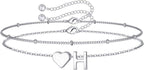 M MOOHAM Pulseras de oro con inicial de corazón para mujer, pulsera...