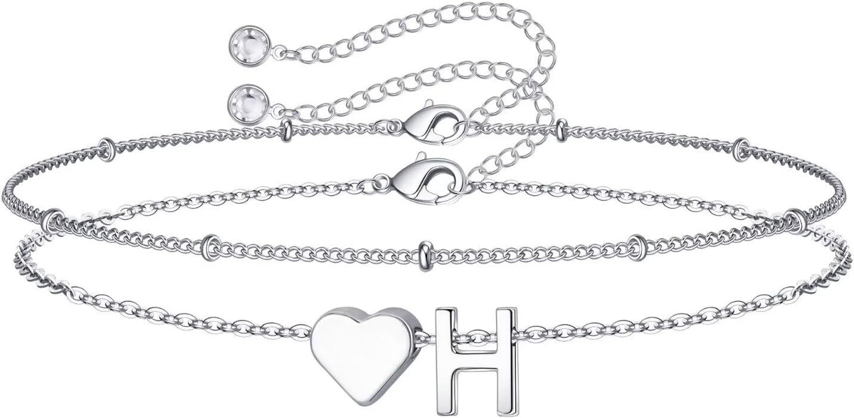 M MOOHAM Pulseras de oro con inicial de corazón para mujer, pulsera...
