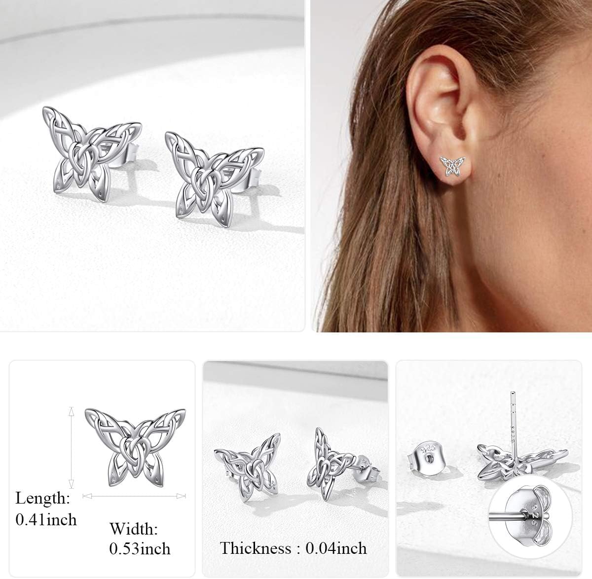ChicSilver Pendientes celtas para mujer de plata de ley hipoalergén...