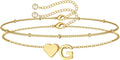 M MOOHAM Pulseras de oro con inicial de corazón para mujer, pulsera...