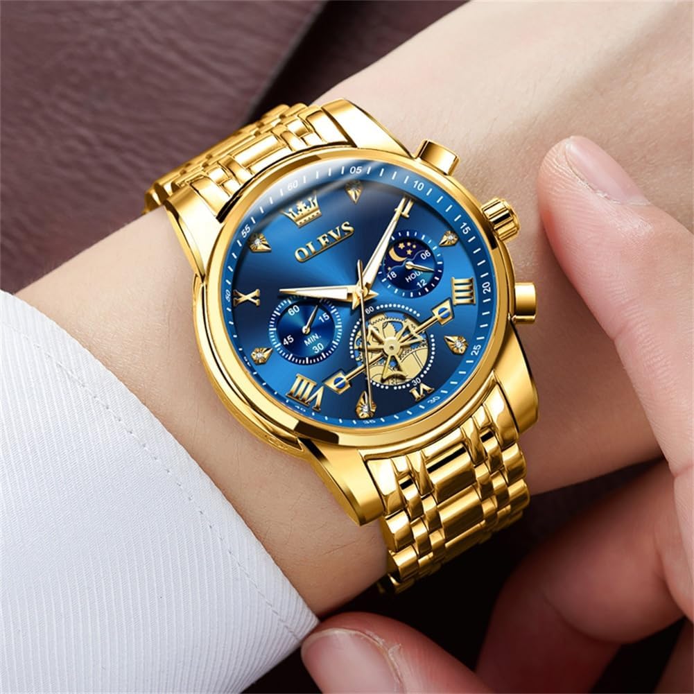 OLEVS Relojes para hombre, resistente al agua, de lujo, gran cara,...