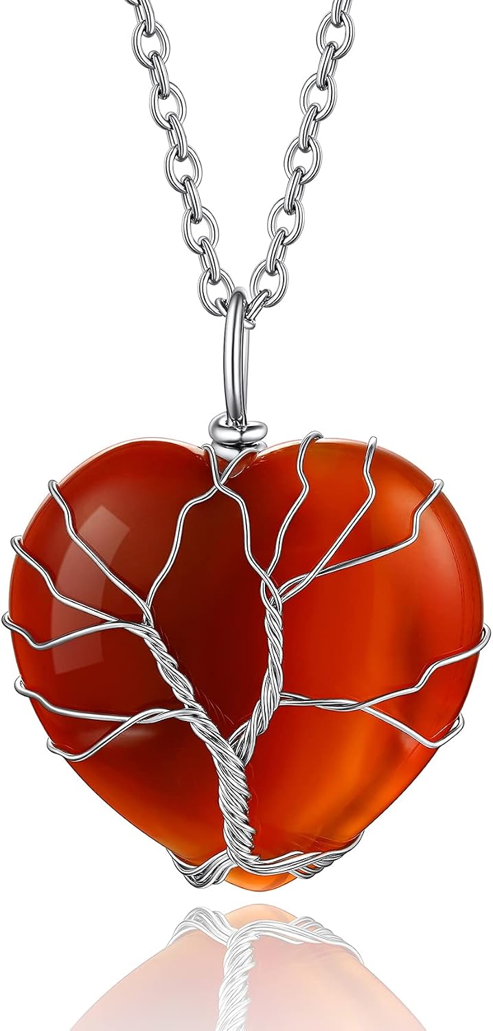 Bestyle Collar de cristal curativo envuelto en árbol de la vida, co...