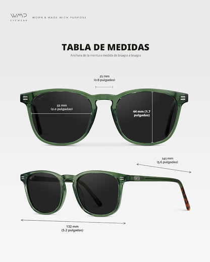 WMP Eyewear - Gafas de sol polarizadas modernas y redondas para hom...