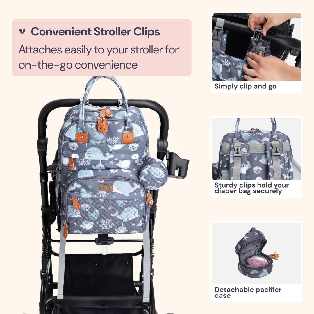 BabbleRoo Mochila para pañales \u2013 Bolsa de viaje esencial para...