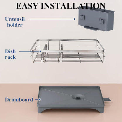SNTD Escurridor de platos para encimera de cocina, 11.8 pulgadas de...