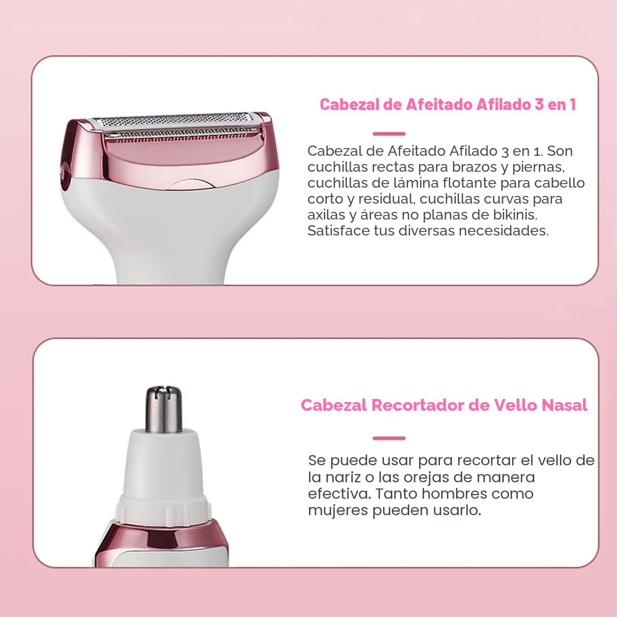 Maquinilla de afeitar eléctrica 4 en 1, afeitadora de mujer para na...