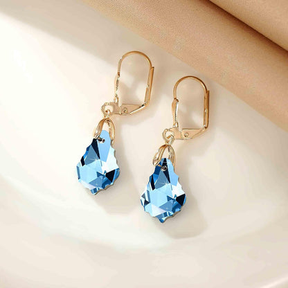 Aretes de cristal austriaco barroco con cierre de palanca para muje...