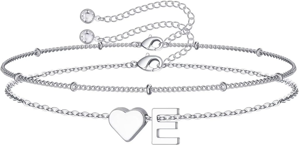 M MOOHAM Pulseras de oro con inicial de corazón para mujer, pulsera...
