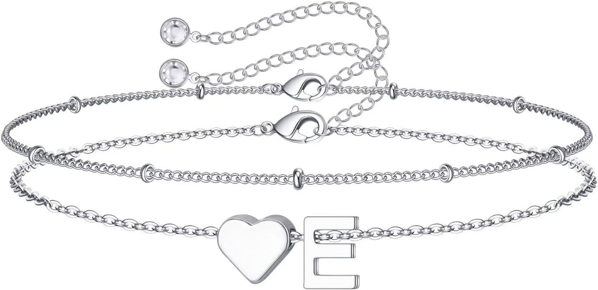 M MOOHAM Pulseras de oro con inicial de corazón para mujer, pulsera...