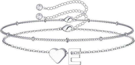 M MOOHAM Pulseras de oro con inicial de corazón para mujer, pulsera...
