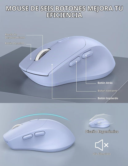 Combo de teclado y mouse inalámbrico - Teclado ergonómico de tamaño...